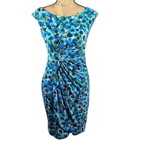 Connected Apparel Dress Printed Pattern 4P Blue Green - Picture 2 of 7